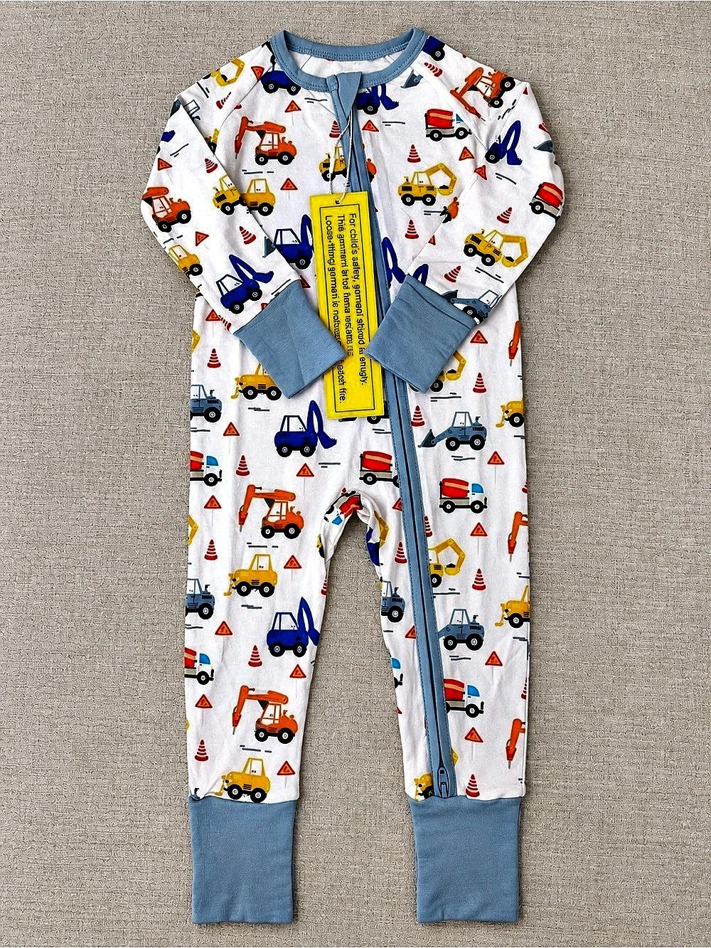 Construction Bamboo Sleeper 6–9 Months | Two-Way Zipper
